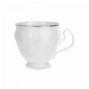 Чашка кофейная, 170 мл, фарфор, белый, декор, серия Платиновый узор, BERNADOTTE, Чехия, Кофейные наборы из фарфора