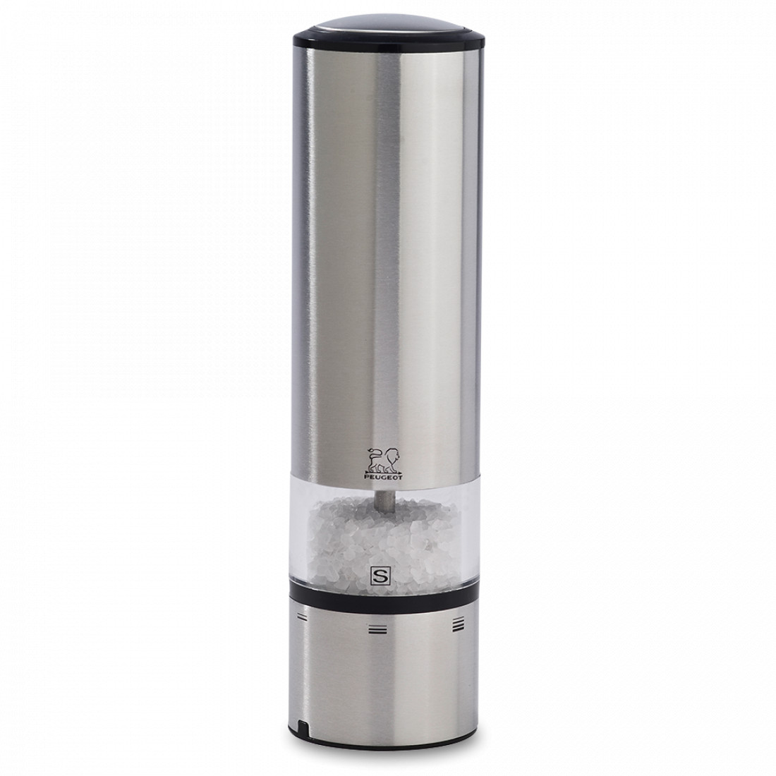 Мельница для соли электрическая 20 см, матовая сталь/акрил, серия Elis, PEUGEOT, Франция
