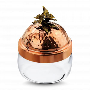 Банка для сыпучих продуктов «Бабочки», медь кованая, стекло,  420 мл, серия Летний сад, Кольчугинский Мельхиор, Россия, Банки для хранения чая