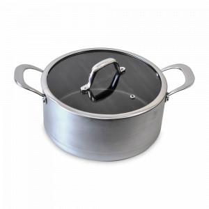 Кастрюля с крышкой Technopro, 4,5 л, 24 см, алюминий, серый, BRABANTIA, Бельгия, Посуда алюминиевая