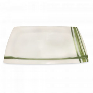 Блюдо сервировочное прямоугольное, 43 х 26.5 см, фарфор, белый, зеленый, серия Boreal Swing, GUY DEGRENNE, Франция, Блюда сервировочные