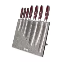 Набор кухонных ножей, 7 штук, на магнитной подставке ComposeEat (Vintage Grey), серия GOU 161, YAXELL, Япония, 