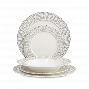 Сервиз обеденный на 6 персон Орнамент, 18 предметов, фарфор, белый, декор, серия Greco, ANNA LAFARG, Китай, Greco ANNA LAFARG