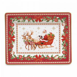 Поднос декоративный, 14 х 11 см, фарфор, серия Christmas Heritage, EASY LIFE (R2S), Италия, Новогодняя коллекция