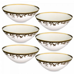 Набор из 6-ти суповых тарелок Cream Gold, 22 см, фарфор, бежевый, золотой, серия Constanza 9320, FALKENPORZELLAN, Германия, Фарфоровые тарелки для супа