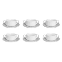 Набор из 6-ти суповых пар - бульонниц, 320 см, фарфор, белый, серия Недекорированный, BERNADOTTE, Чехия, 