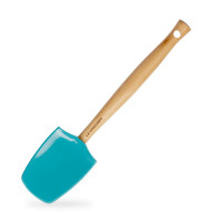 Лопатка кухонная, силикон, дерево, 28 см, бирюзовый, серия Caribbean, LE CREUSET, Франция