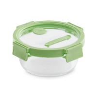Контейнер пищевой круглый, 950 мл, 19 см, стекло, силикон, зеленый, серия At Home, LEKUE, Испания