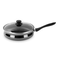 Сотейник с крышкой, 26 см, сталь, стеклоэмаль, черный, серия Authentique Crystal, VITRINOR, Испания