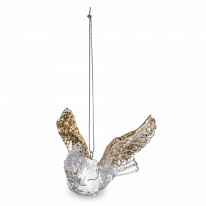 Украшение елочное - подвес Птица, 9 см, акрил, прозрачный, золотистый, серия Event, ANNA LAFARG, Китай, Новогодний Декор ANNA LAFARG