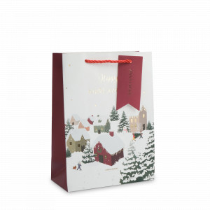 Пакет подарочный «Снежный город», 18 х 24 см, бумага, бело-красный, серия New Year, ANNA LAFARG, Китай, Скидка до -20% на бренд ANNA LAFARG