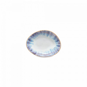 Тарелка пирожковая овальная Ria Blue, 11.4 х 8.8 см, керамика, кремовый, синий, серия Brisa, COSTA NOVA, Португалия, Тарелки хлебные