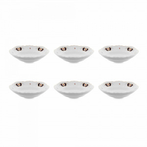 Набор из 6-ти порционных салатников, 16 см, фарфор, белый, декор, серия Синий глаз, BERNADOTTE, Чехия, BERNADOTTE (Чехия)