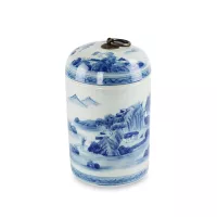 Банка с крышкой, 16 см, фарфор, металл, белый, синий, ROOMERS FURNITURE, Нидерланды, 