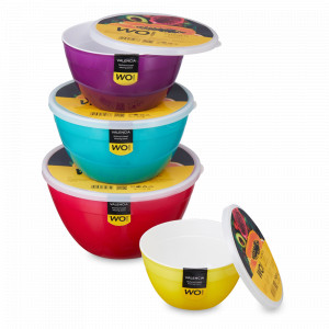 Набор из 4-х мисок для смешивания с крышкой, пластик, серия Valencia, WO HOME, Германия, Миски кухонные