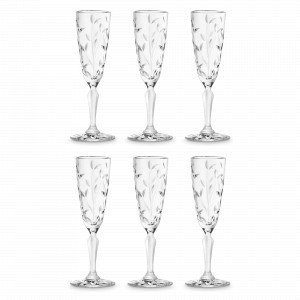 Набор из 6-ти бокалов для шампанского, 180 мл, хрустальное стекло, серия Laurus, RCR, Италия, Бокал-флейта для шампанского