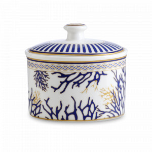 Сахарница , 300 мл, фарфор, белый, синий, серия Corallo, Pozzi Milano 1876, Италия, Сахарницы