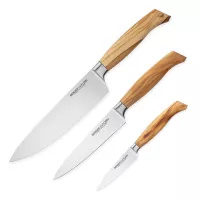 Набор кухонных ножей &quot;поварская тройка&quot;, серия Ergo Line Olive, BERGER CUTLERY, Германия, 