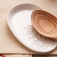 Подставка для ложки, 18 х 11.5 см, фарфор, белый, рельеф, серия English gardens, LIBERTY JONES, Китай_00820690050084294040.jpg