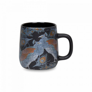 Кружка «Блестящий павлин», 395 мл, фарфор, черный, декор, KOENITZ, Германия, Большие кружки