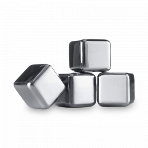 Набор из 4-х камней для виски, 2,6 х 2,6 см, хром, VACU VIN, Нидерланды, Барные аксессуары для коктейлей