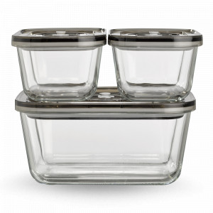 Набор из 3-х вакуумных контейнеров с адаптером VacuBoxx Eco-Set, стекло, тритан, CASO, Германия, Вакуумные пакеты и наборы CASO
