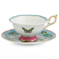 Пара чайная Животный мир, 140 мл, костяной фарфор, белый, декор, серия Wonderlust, WEDGWOOD, Великобритания, 