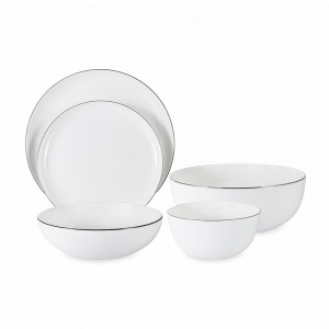 Сервиз столовый Арктика на 6 персон, 21 предмет, костяной фарфор, белый, серия Emily, ANNA LAFARG, Китай, Наборы обеденных тарелок