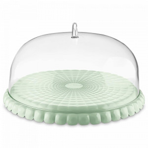 Блюдо для торта с крышкой, пластик (SAN), 30 см, зеленый, серия Tiffany, GUZZINI, Италия, Блюда для торта, десерта