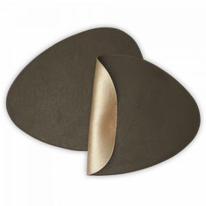 Набор из 2-х двухсторонних сервировочных салфеток, 33 х 41 см, экокожа ПВХ, коричневый/карамельный, серия Drops, LIBERTY JONES, Китай, Салфетки подстановочные