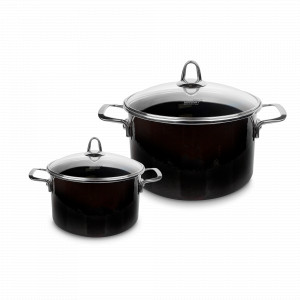 Набор из 2-х эмалированных кастрюль, серия Metallica Onyx Premium, KOCHSTAR, Германия, Посуда эмалированная