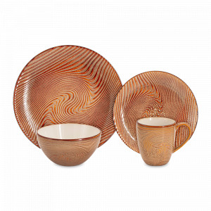 Набор обеденный на 4 персоны, 16 предметов, керамика, коричневый, серия Махагон, HOME &amp; STYLE, Китай, Наборы тарелок для кухни