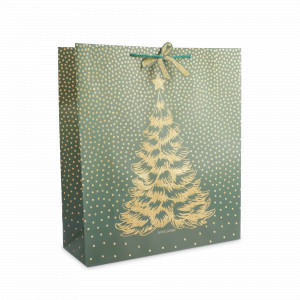 Пакет подарочный «Елка», 42 х 48 см, бумага, зеленый, золотистый, серия New Year, ANNA LAFARG, Китай, Скидка до -20% на бренд ANNA LAFARG