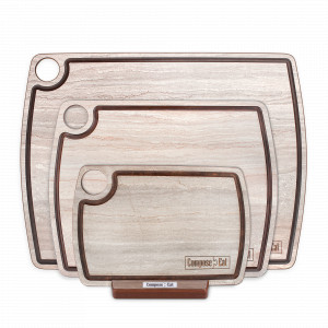 Набор из 3-х разделочных досок на подставке, в подарочной коробке, композитный материал, травертин капучино, серия Fashion, ComposeEat, Россия, Разделочные доски