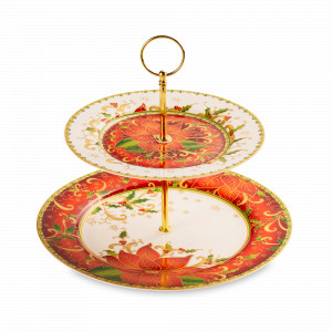 Этажерка двухъярусная «Palais Royal Рождественская звезда», 24 и 27 см, фарфор, декор, LAMART, Италия, Вазы для фруктов и этажерки