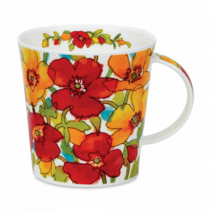 Кружка «Цветочный душ, красные цветы», 480 мл, костяной фарфор, декор, серия Cairngorm, DUNOON, Великобритания, Большие кружки