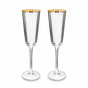 Набор из 2-х бокалов для шампанского Gold, 170 мл, хрустальное стекло, позолота, серия Macassar, CRISTAL D ARQUES, Франция, CRISTAL D ARQUES (Франция)