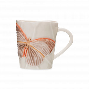 Кружка , 300 мл, керамика, белый, декор, серия Cloudy Butterflies, Bordallo Pinheiro, Португалия, BORDALLO PINHEIRO (Португалия)