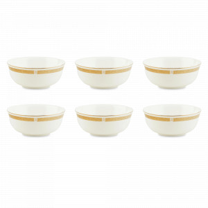 Набор из 6-ти порционных салатников, 16 см, фарфор, белый,  золотая отводка, серия Золотая линия, REPAST, Чехия, Салатники REPAST