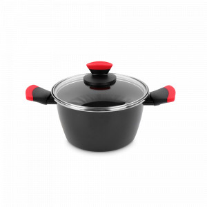 Кастрюля с крышкой, 20 см, сталь, стеклоэмаль, черный, серия Kilauea, VITRINOR, Испания, Посуда антипригарная