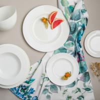 Сервиз столовый на 6 персон, 20 предметов, костяной фарфор, белый, рельеф, серия Терраса, NARUMI, Япония_00820340047036152090.jpg