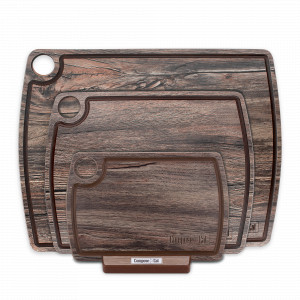 Набор из 3-х разделочных досок на подставке, в подарочной коробке, композитный материал, дуб мореный, серия Fashion, ComposeEat, Россия, COMPOSE EAT (Россия)