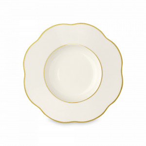 Тарелка суповая Ivory, 21 см, костяной фарфор, позолота, цвет: слоновая кость, серия Anemone, LE COQ, Италия, Тарелки суповые