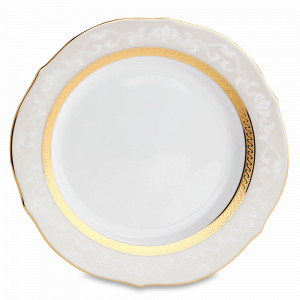 Тарелка акцентная, 23 см, костяной фарфор, белый, серия Хэмпшир, золотой кант, NORITAKE, Япония, NORITAKE (Япония)