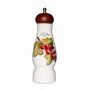 Мельница для перца ручная, 21 см, керамика, белый, декор, серия Frutti di Bosco, NUOVA CER, Италия, Frutti di Bosco NUOVA CER