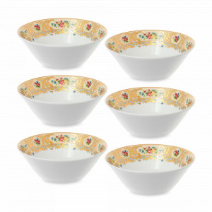 Набор из 6-ти салатников Creme Gold, 14 см, фарфор, бежевый, декор, серия Constanza Vienna, FALKENPORZELLAN, Германия, Скидка -35% на фарфор FALKENPORZELLAN