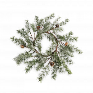 Декор - венок «Еловая ветка», 48 см, пластик, шишки, зеленый, коричневый, серия New Year, ANNA LAFARG, Китай, Новогодний Декор ANNA LAFARG