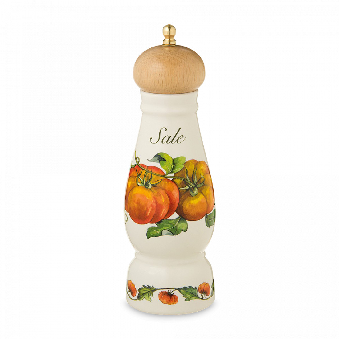 Мельница для соли, 21 см, керамика, нержавеющая сталь, декор, серия Mercato della Terra, NUOVA CER, Италия