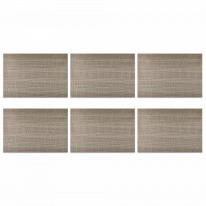 Набор из 6-ти подстановочных прямоугольных салфеток, 33 х 48 см, пвх, коричневый, серия Natural, WO HOME, Германия, Набор плейсматов