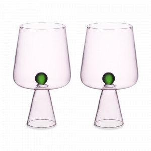 Набор из 2-х бокалов для вина, 400 мл, стекло, розовый/зеленый, серия Orb, LIBERTY JONES, Китай, Наборы бокалов для красного вина
